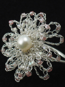 Pink and White Pearl Bloom Ring